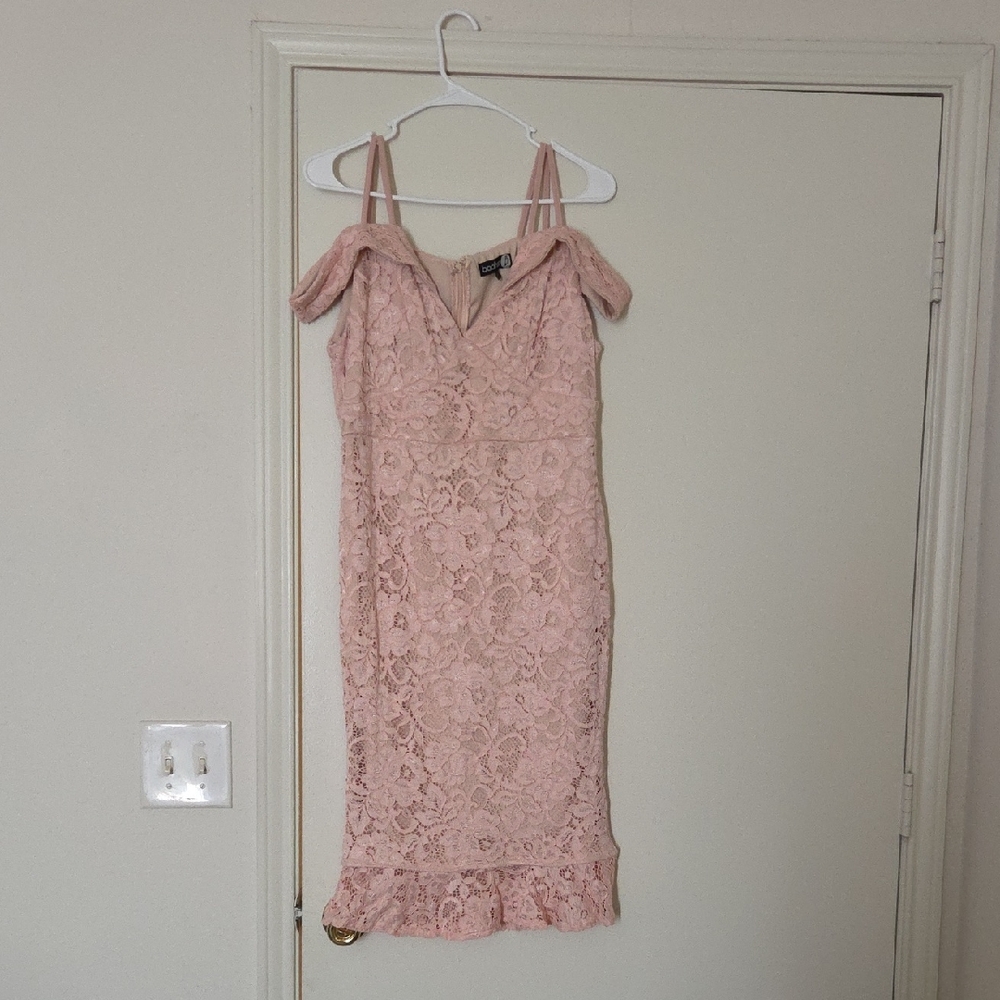 Boohoo Blush Lace Dress